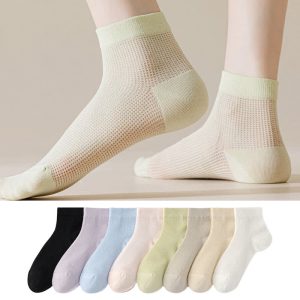 Leichte, atmungsaktive, einfarbige Söckchen aus Netzstoff (8 Paar)