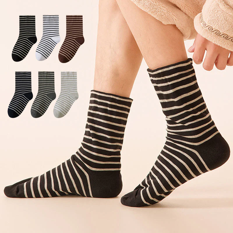 Gestreifte Schlafsocken aus reiner Baumwolle (3 Paar)