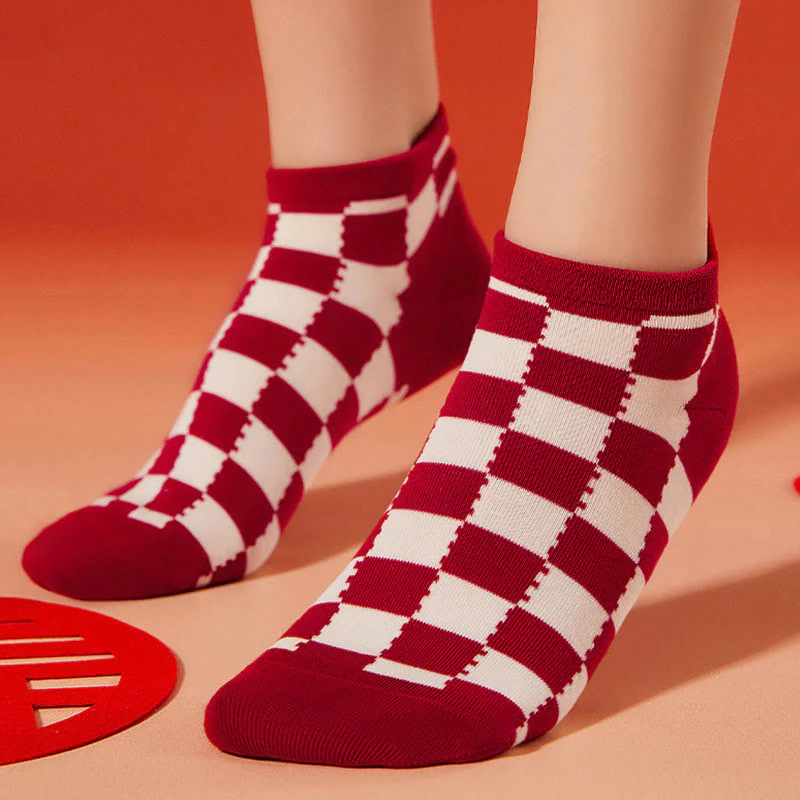 Festliche rote Knöchelsocken (5 Paar) – Bild 5