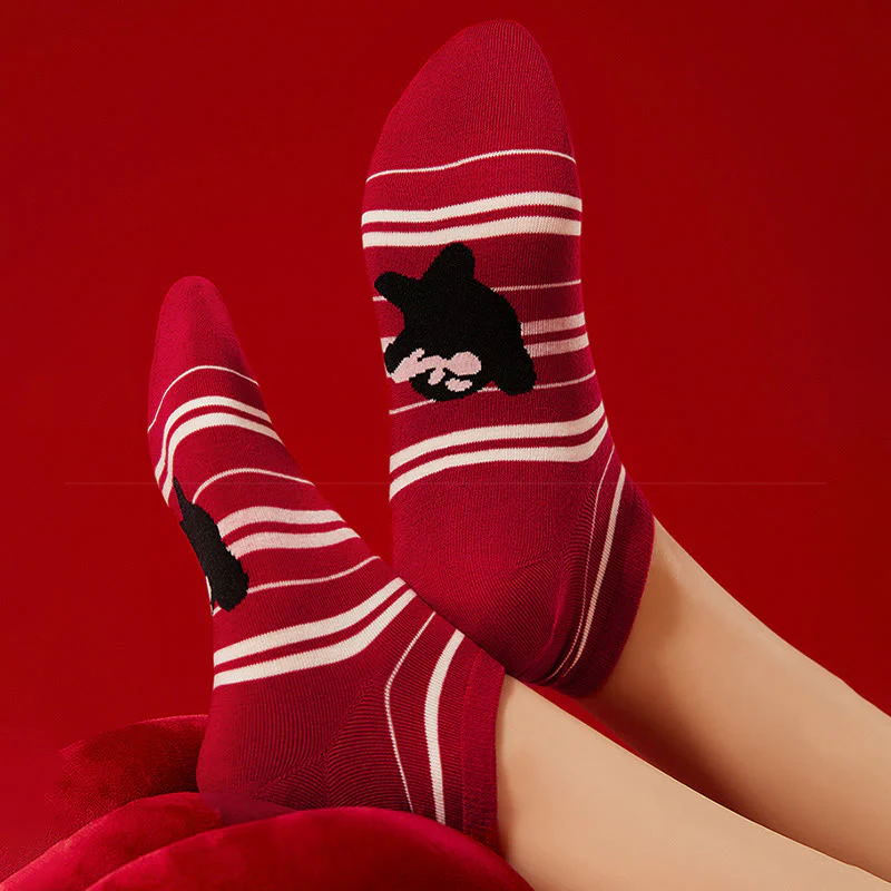 Festliche rote Knöchelsocken (5 Paar) – Bild 4