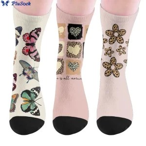 Socken mit Schmetterlingsherz und Leopardenmuster