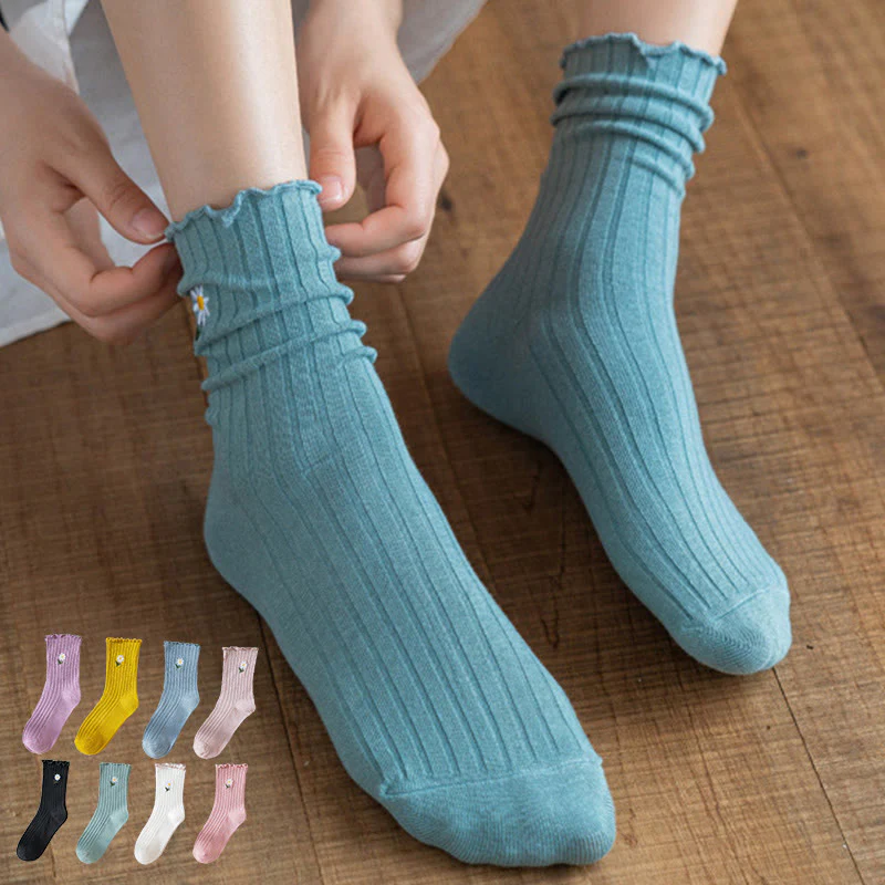 Bestickte Gänseblümchen-Schlafsocken (8 Paar)