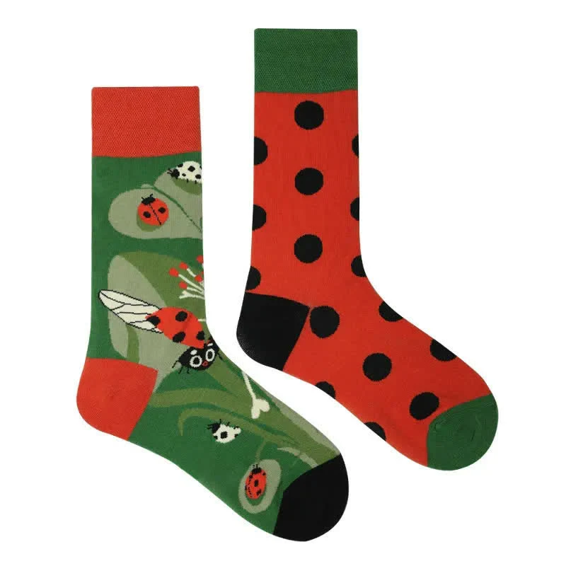 Viertelsocken mit Marienkäfer-Punkten