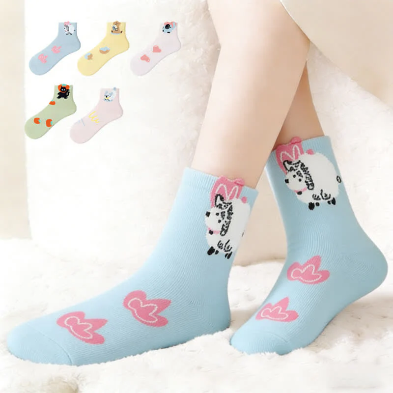 Niedliche Cartoon-Viertelsocken (5 Paar)