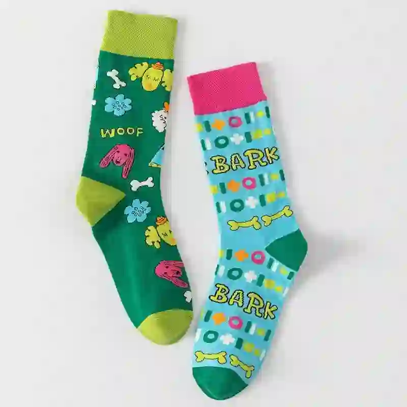 Bunte, gestreifte Viertelsocken mit Cartoon-Motiven (5 Paar) – Bild 5