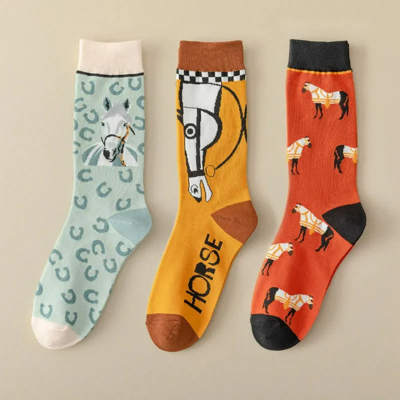 Socken mit Cartoon-Pferdemotiv (3 Paar) – Bild 9