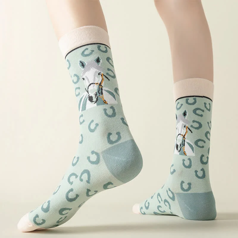 Socken mit Cartoon-Pferdemotiv (3 Paar) – Bild 3