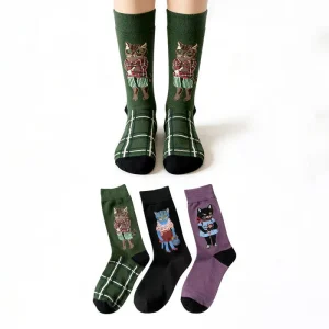 Retro-Cartoon-Katzensocken (3 Paar)