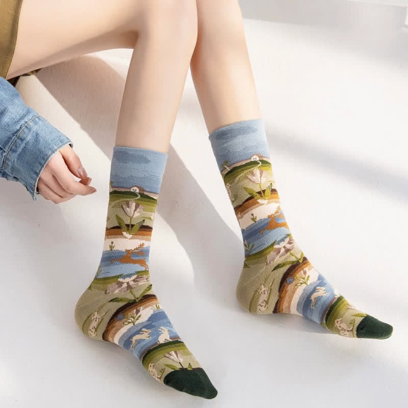 Viertelsocken mit verspieltem Malmuster (4 Paar) – Bild 6