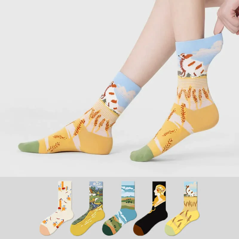 Bunte Weizenfeld-Viertel-Socken (5 Paar)