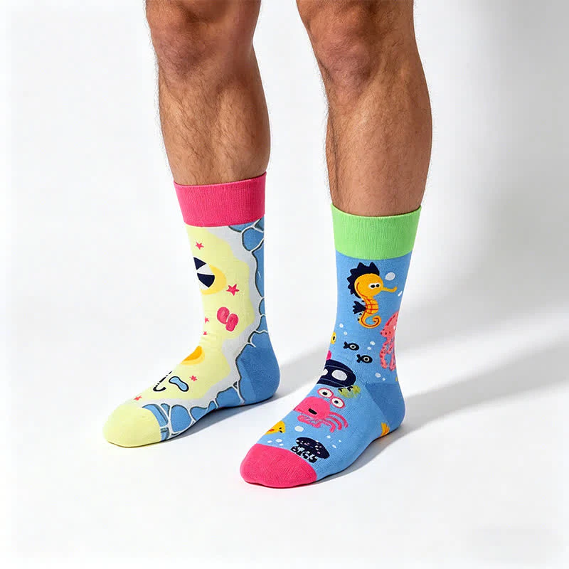 Verspielte Ozean-Cartoon-Viertel-Socken