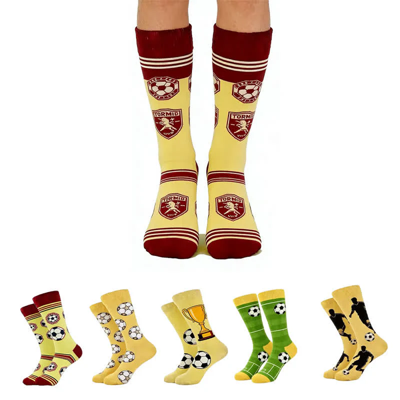 Trendige Viertelsocken mit Fußballmuster (5 Paar)