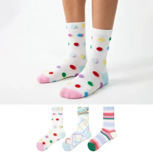 Transparente Viertelsocken mit Farbblock-Punktmuster (3 Paar)