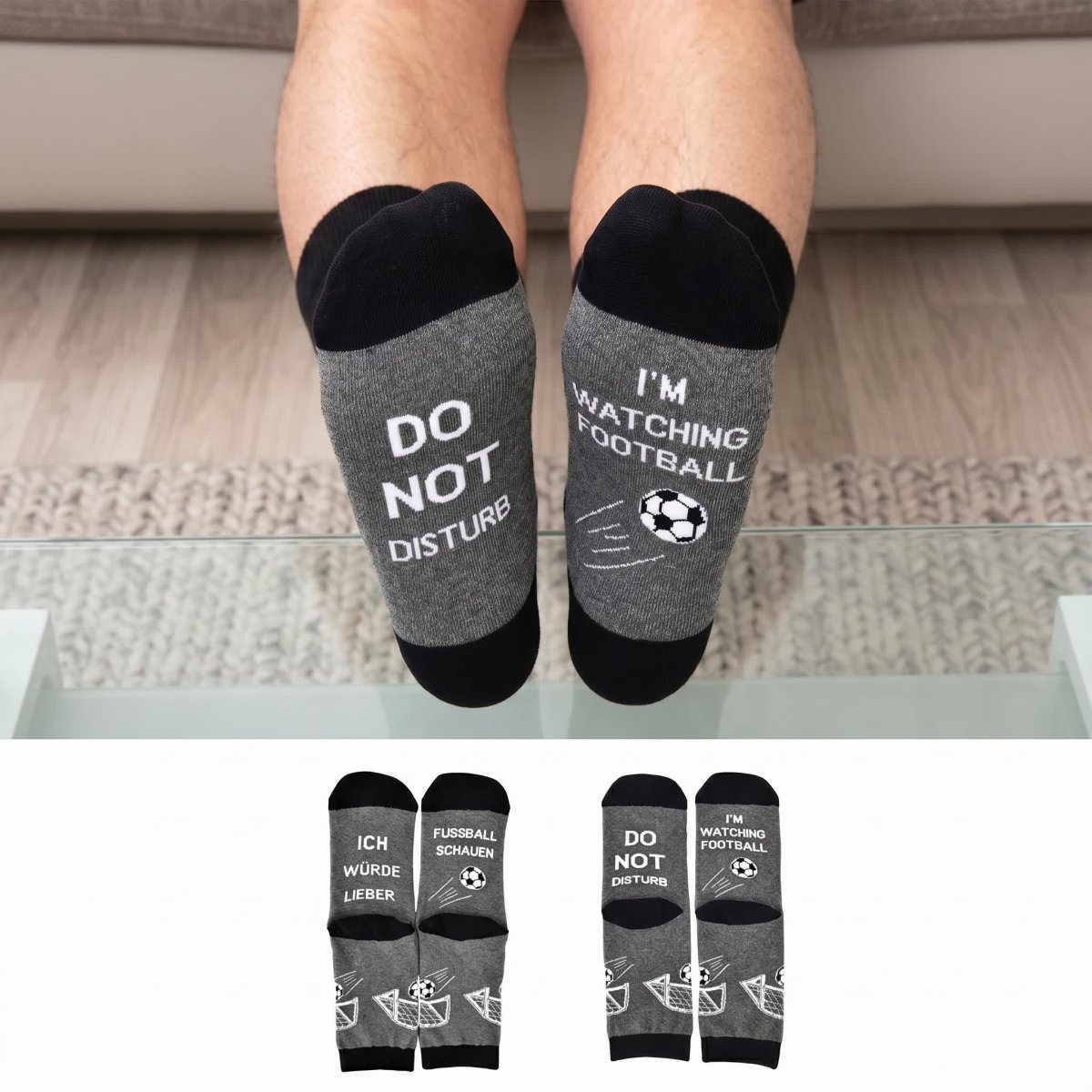 Baumwollsocken mit Fußballzitat (2 Paar)