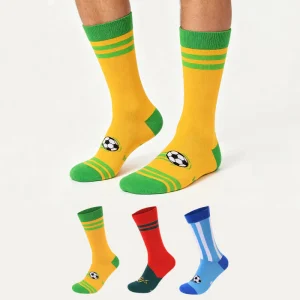 Bunte Fußball-Streifen-Viertelsocken (3 Paar)