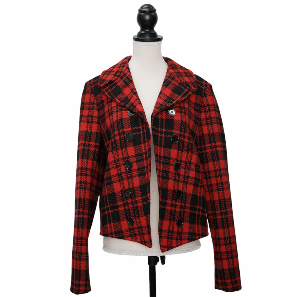 Saint Laurent Karierte Cropped Jacke im "Tartan"-Look
