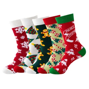 Weihnachtliche Unisex-Kuschelsocken (5 Paar)