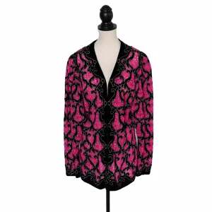 N.N. Ausgefallene Vintage Abendjacke aus Lochspitze und Samt