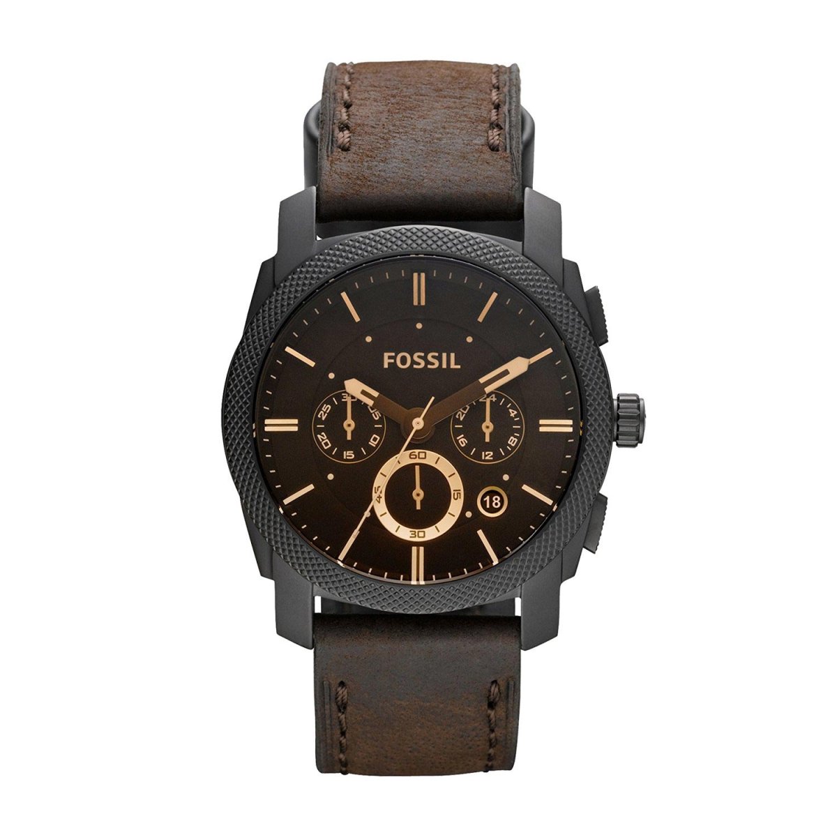 Fossil Herrenuhr FS4656 – Analoguhr Chronograph mit braunem Lederarmband