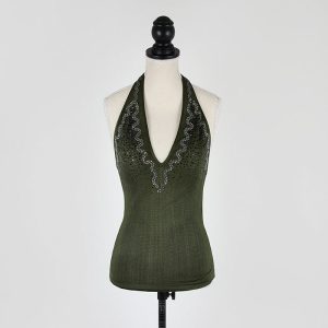SAINT LAURENT Studded Halter-Neck top